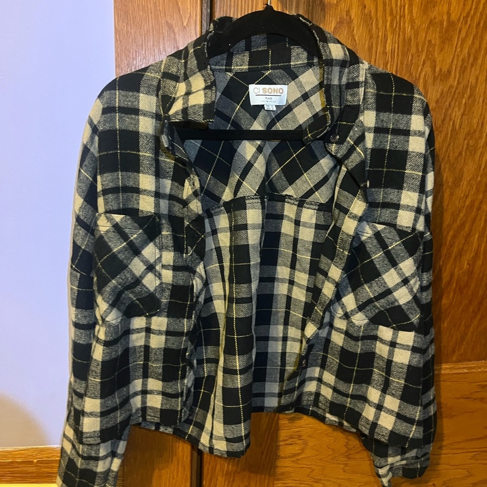 Ci Sono Black and Cream Plaid Jacket